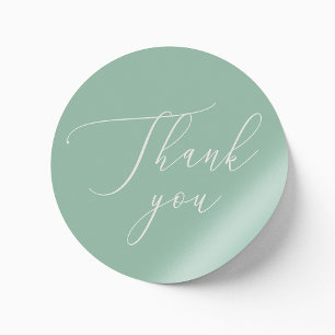 Mint minimalistische elegante script bruiloft dank ronde sticker