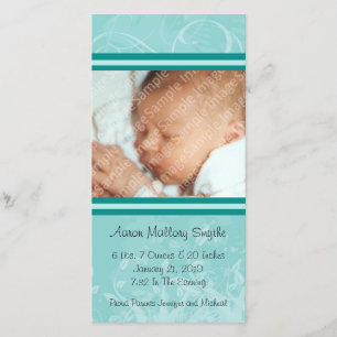 Mint Mod Style Nieuwe Baby Fotokaart Aankondiging
