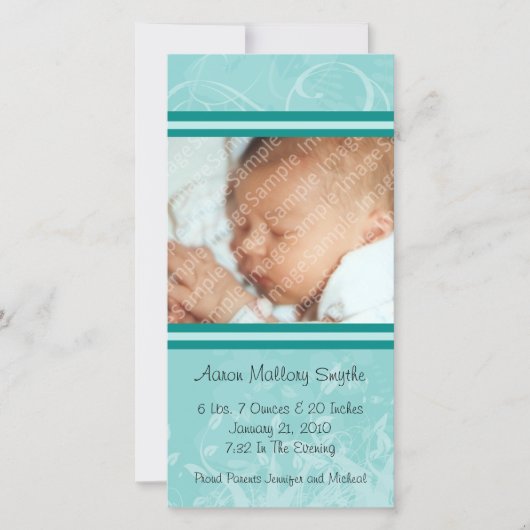 Mint Mod Style Nieuwe Baby Fotokaart Aankondiging (Voorkant)