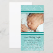 Mint Mod Style Nieuwe Baby Fotokaart Aankondiging (Voorkant / Achterkant)