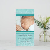Mint Mod Style Nieuwe Baby Fotokaart Aankondiging (Staand voorkant)