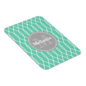 Mint Modern Lattice Pattern Gray Monogram Magneet (Rechterzijde)