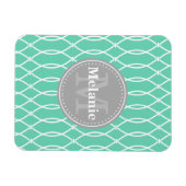 Mint Modern Lattice Pattern Gray Monogram Magneet (Horizontaal)