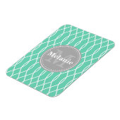 Mint Modern Lattice Pattern Gray Monogram Magneet (Linkerzijde)