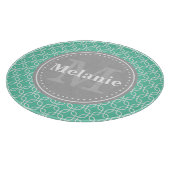 Mint Modern Squares Pattern Gray Monogram Snijplank (Hoek)