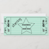 Mint  Modern Typografie Ticket Wedding Kaart (Achterkant)