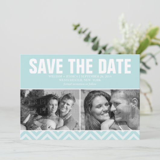 Mint Modern Wedding sparen de Datum Save The Date (Staand voorkant)