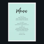 Mint moderne bruiloft. Eenvoudig minimalistisch sc Menu<br><div class="desc">Modern muntscript huwelijksmenu. Geschikt voor verjaardag,  jubileum en elk ander feest. Neem contact met me op als je extra items nodig hebt.</div>