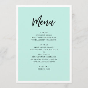 Mint moderne bruiloft. Eenvoudig minimalistisch sc Menu
