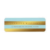 Mint Moderne Faux Gouden Folie Strepen Etiket (Voorkant)