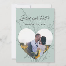 Mint Moderne Foto Hart Frame Save The Date     