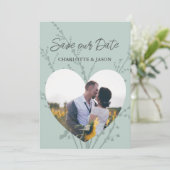 Mint Moderne Foto Hart Frame Save The Date      Kaart (Staand voorkant)