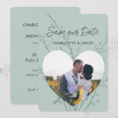 Mint Moderne Foto Hart Frame Save The Date      Kaart (Voorkant / Achterkant)