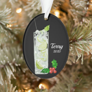 Mint Mojito Cocktail Personalized Ornament