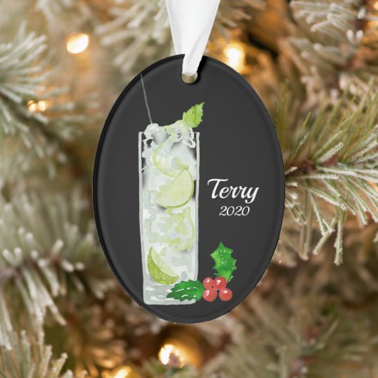 Mint Mojito Cocktail Personalized Ornament (Boom)