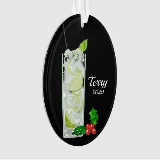 Mint Mojito Cocktail Personalized Ornament (voorkant)
