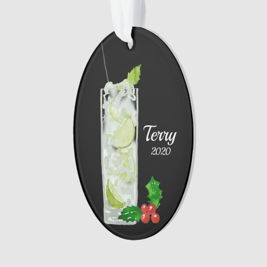 Mint Mojito Cocktail Personalized Ornament (voorkant)