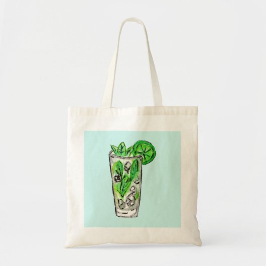 Mint Mojito in Summer Waterverf Cocktail Tote Bag (Voorkant)