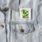 Mint Mojito met Limoen Vierkante Button 5,1 Cm (In situ)