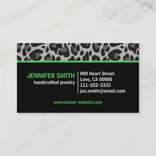 Mint Monogram Classic Leopard Print Rockabilly Visitekaartje (Achterkant)