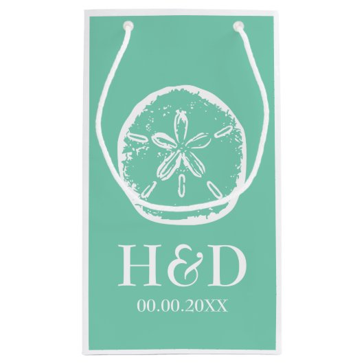 Mint-monogram en cadeautzakken voor huwelijksbonne klein cadeauzakje (Achterkant)