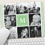 Mint Monogram Familie Foto Collage Muismat<br><div class="desc">Monogram Family Photo Collage. Pas dit douaneontwerp met uw eigen monogram initiaal of tekst aan.</div>