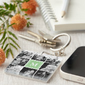 Mint Monogram Familie Foto Collage Sleutelhanger (Voorkant Rechts)