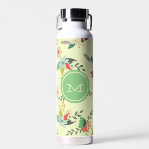 Mint Monogram Floral Waterfles