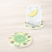  Mint Monogram Floral Zandsteen Onderzetter (Zijkant)