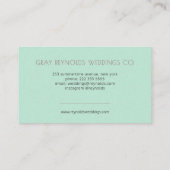Mint Monogram Waterverf Bloemen Bruiloft Planner Visitekaartje (Achterkant)