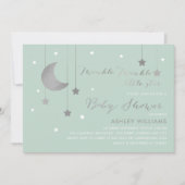 Mint Moon & Stars Baby shower Uitnodiging (Voorkant)