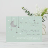 Mint Moon & Stars Baby shower Uitnodiging (Staand voorkant)