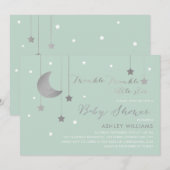 Mint Moon & Stars Baby shower Uitnodiging (Voorkant / Achterkant)