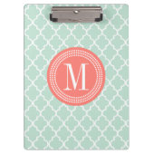 Mint Moroccan Tiles Lattice Persoonlijk Klembord (Voorkant)