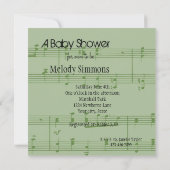 Mint Music Sheet Baby shower Kaart (Achterkant)