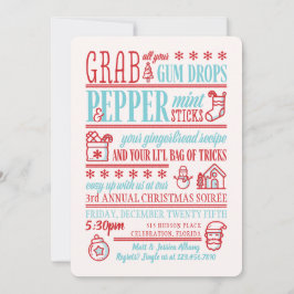 Mint n Spice Typographic Holiday Party Invitation Kaart