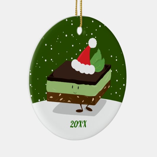 Mint Nanaimo Bar Santa Hat Year Food Kerstmis Keramisch Ornament (Rechts)