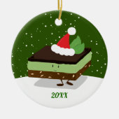 Mint Nanaimo Bar Santa Hat Year Food Kerstmis Keramisch Ornament (Voorkant)
