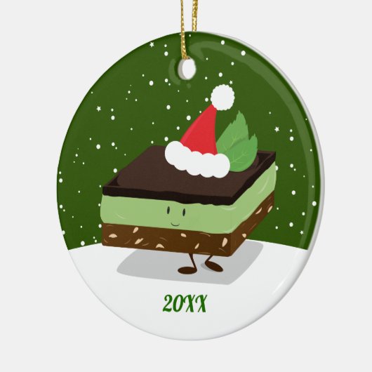 Mint Nanaimo Bar Santa Hat Year Food Kerstmis Keramisch Ornament (Links)
