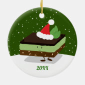 Mint Nanaimo Bar Santa Hat Year Food Kerstmis Keramisch Ornament (Achterkant)
