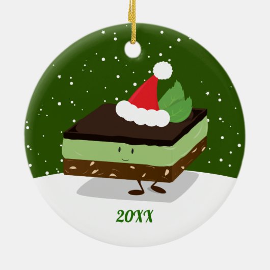 Mint Nanaimo Bar Santa Hat Year Food Kerstmis Keramisch Ornament (Achterkant)