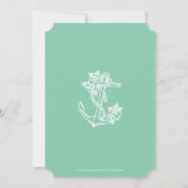 Mint Nautical Floral Anchor Birthday Party nodigt Kaart (Achterkant)