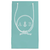 Mint Nautical Rope en Anchor Monogram Klein Cadeauzakje (Voorkant)