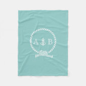 Mint Nautical Rope en Anchor Monogramed Fleece Deken (Voorkant)