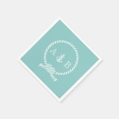Mint Nautical Rope en Anchor Monogramed Servetten (Hoek)