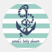 Mint Nautische Anker Baby shower Favor Stickers (Voorkant)