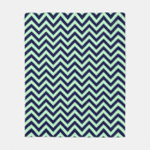 Mint, Navy Blue Large Chevron ZigZag Pattern Fleece Deken (Voorkant)