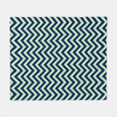 Mint, Navy Blue Large Chevron ZigZag Pattern Fleece Deken (Voorkant (Horizontaal))