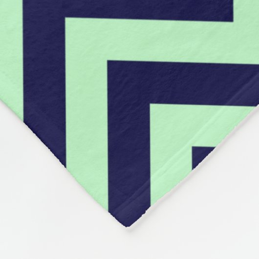 Mint, Navy Blue Large Chevron ZigZag Pattern Fleece Deken (Hoek)