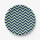 Mint, Navy Blue Large Chevron ZigZag Pattern Papieren Bordje (Voorkant)
